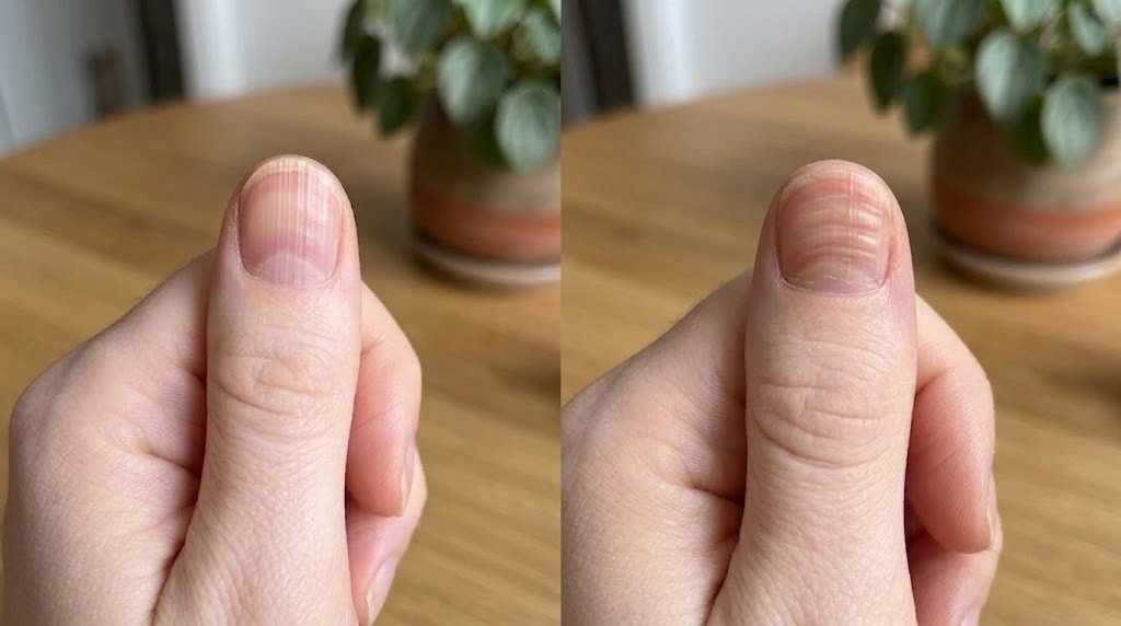 vertical vs horizontal nail ridges comparison showing difference between both types on nails
